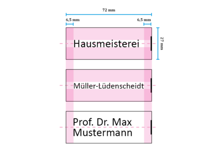 Beschriftung durch Lasergravur, je Ruftaste, für Sprechstellen der GL-Serie, GL Gravur: Gehrke